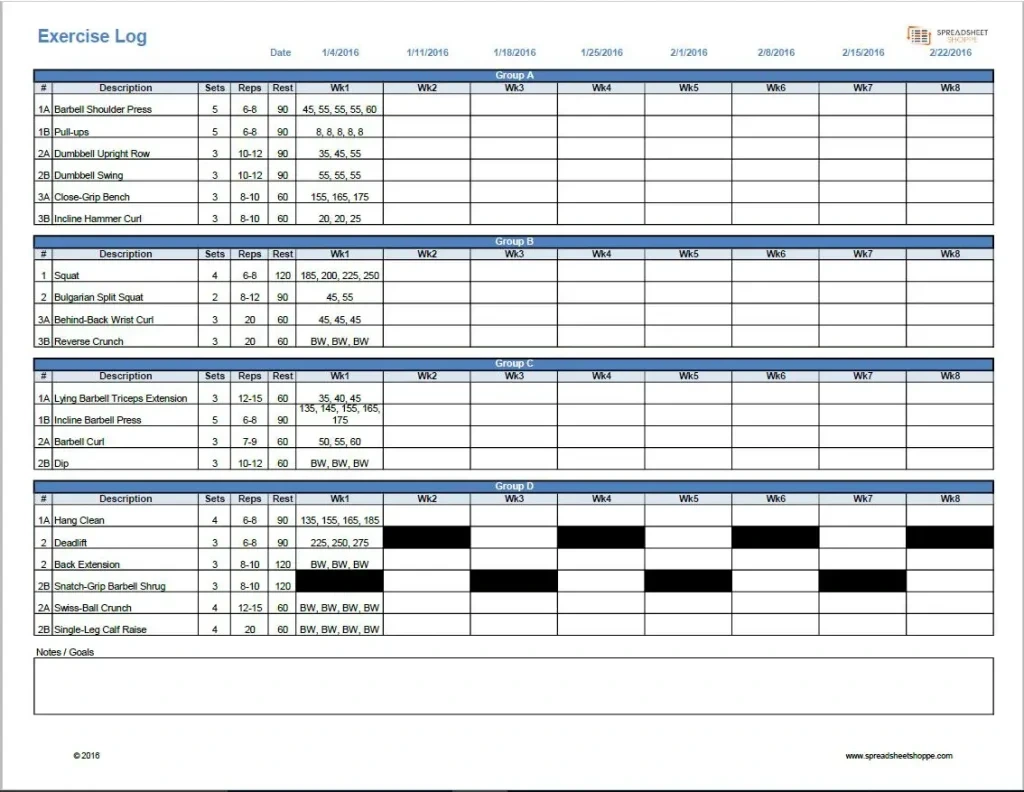 5+ Excel Templates to Track Your Fitness Progress