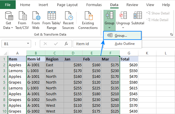 Reveal Hidden Columns