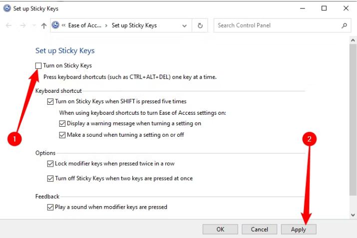 Disable Sticky Keys34