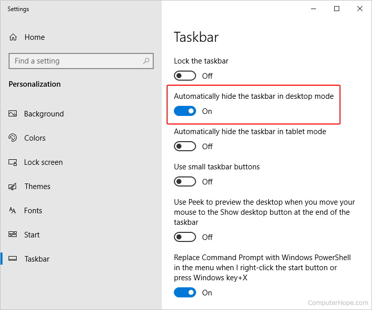 Size of the Taskbar30