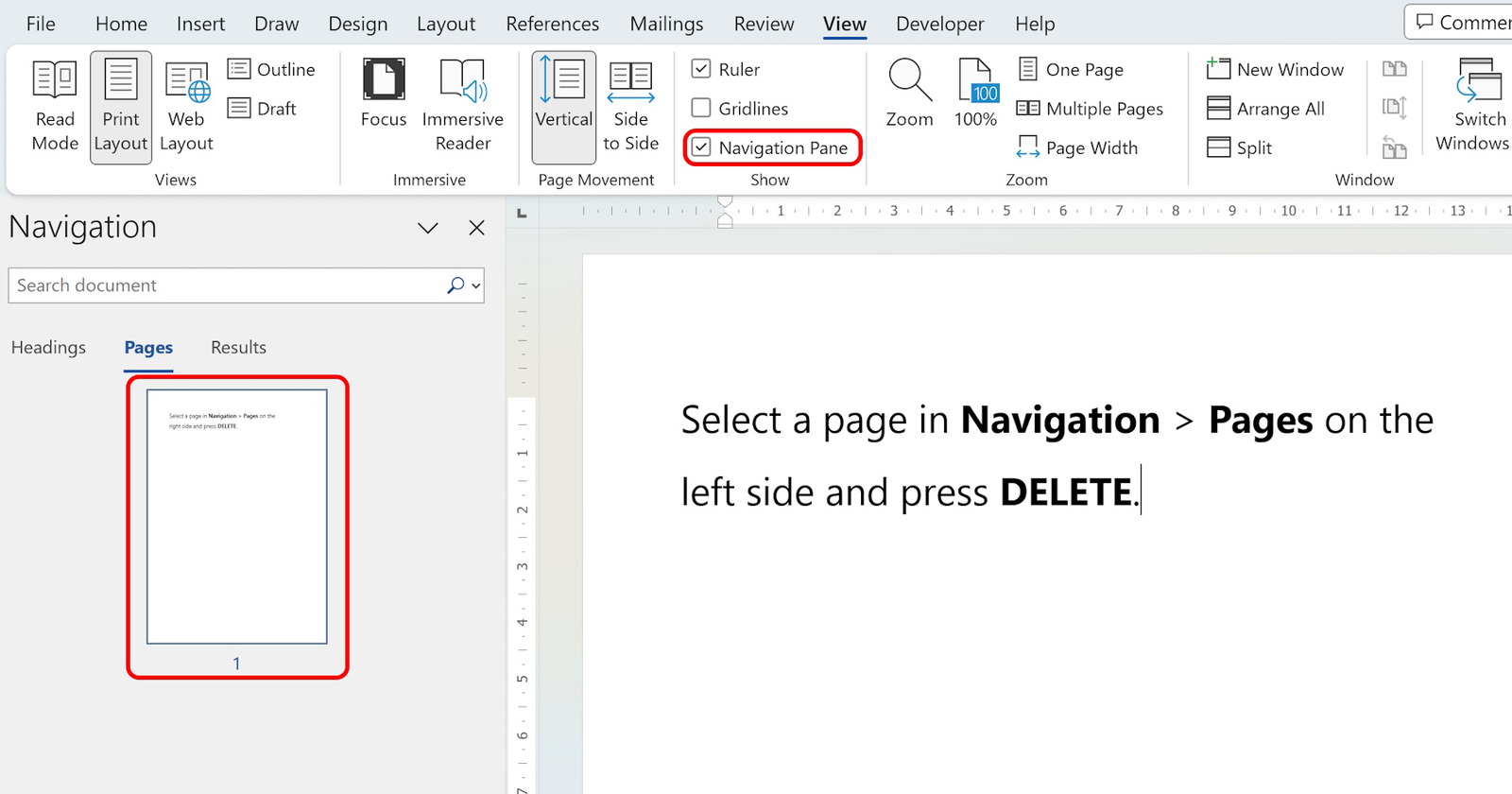 Remove a Page in Word23