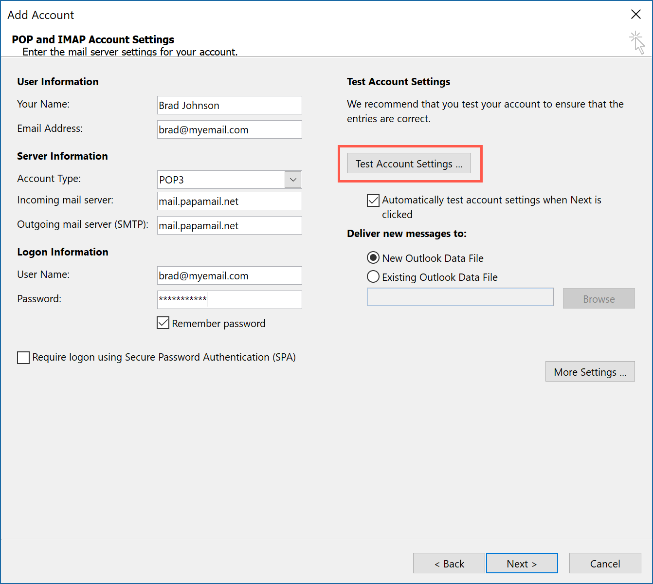 Configure an Email Account7