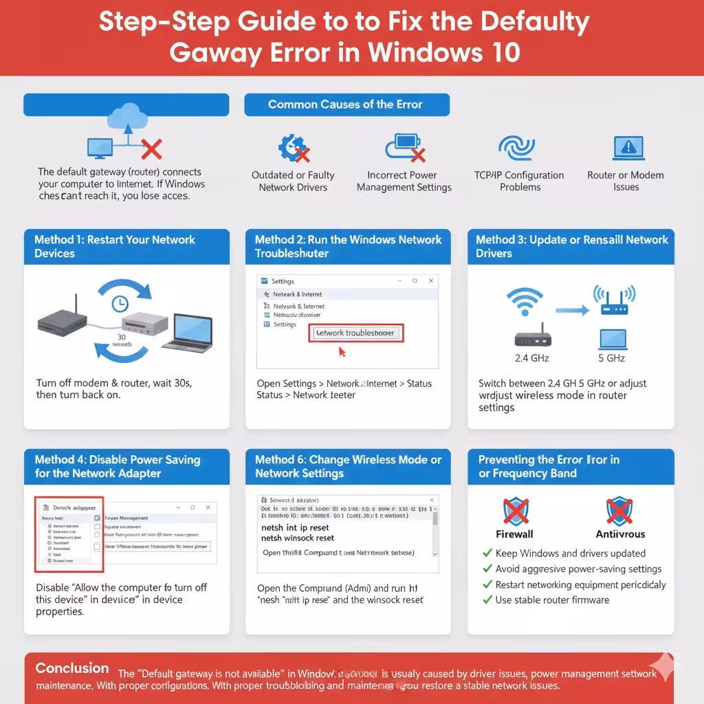 Step-by-Step Guide to Fix the Default Gateway Error in Windows 10