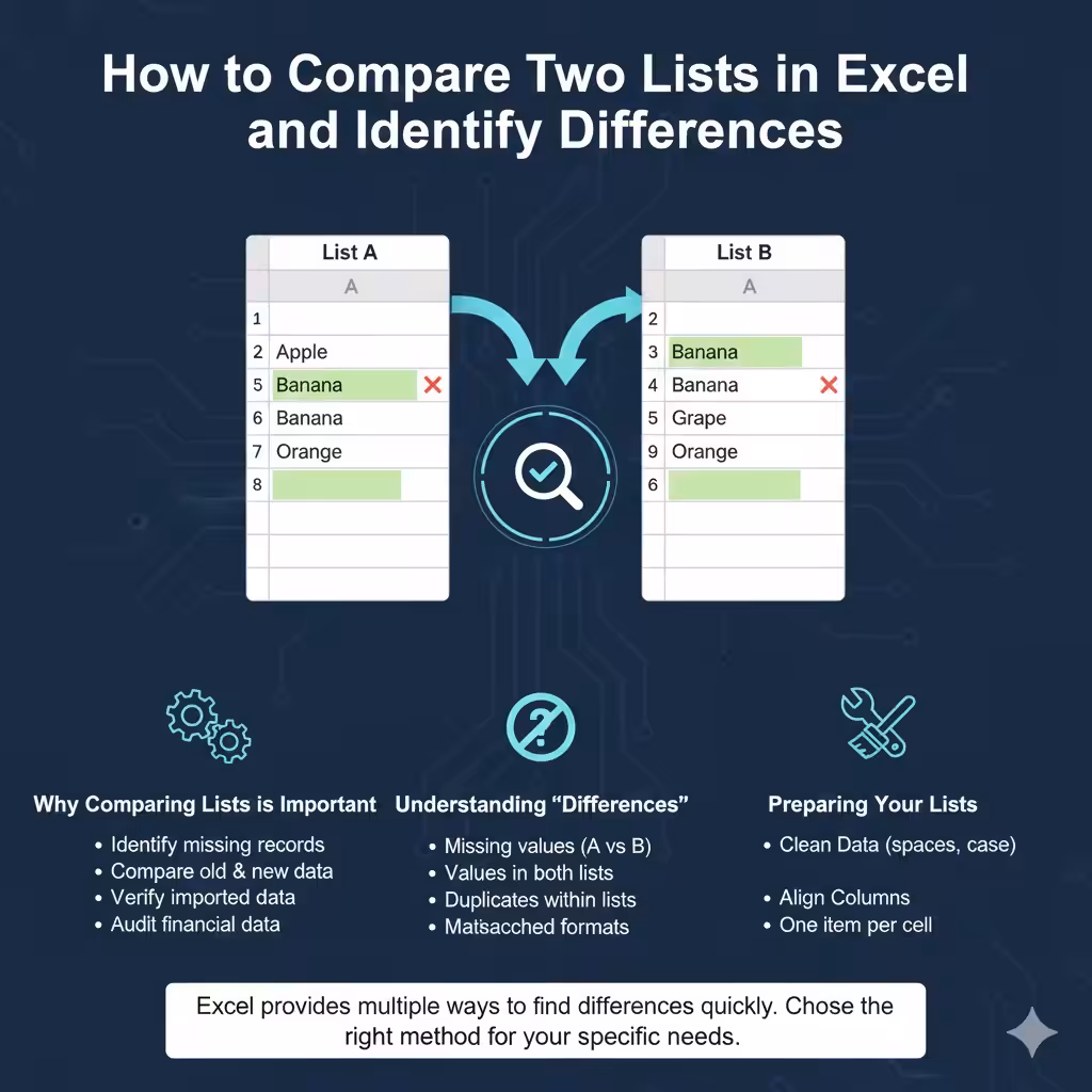 How to Compare Two Lists in Excel and Identify Differences – 2026