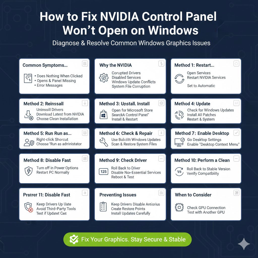 NVIDIA Control Panel Won’t Open on Windows: How to Fix It – 2026