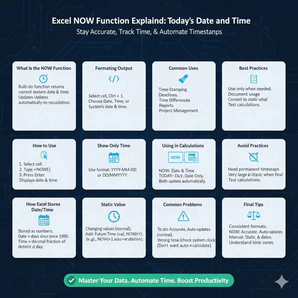 Excel NOW Function Explained: Show Today’s Date and Time - 2026 4 Excel NOW Function
