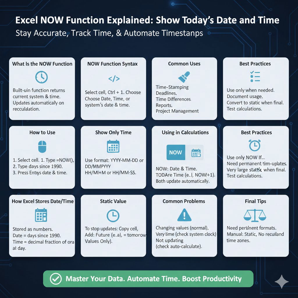 Excel NOW Function Explained: Show Today’s Date and Time - 2026 5 Excel NOW Function2