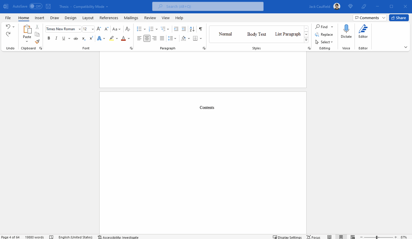 Contents Templates