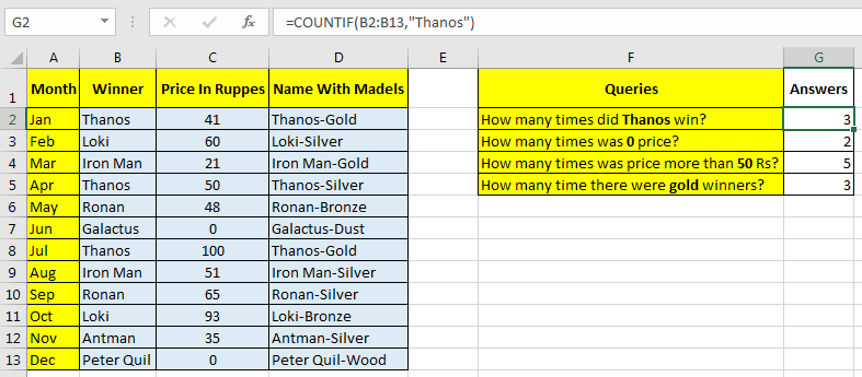 Excel COUNTIF