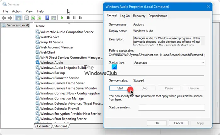 Audio Services Not Responding