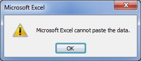 Excel Cannot Paste