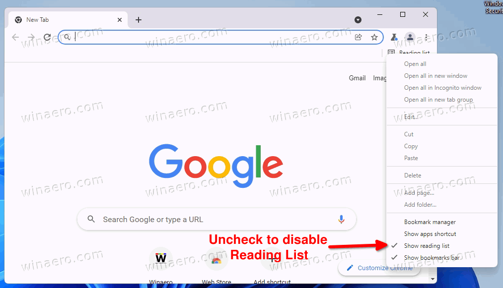 How to Turn Off or Remove the Reading List in Google Chrome - 2024 5 Reading List