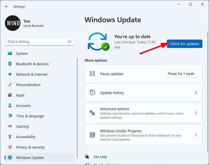 Windows Update Settings