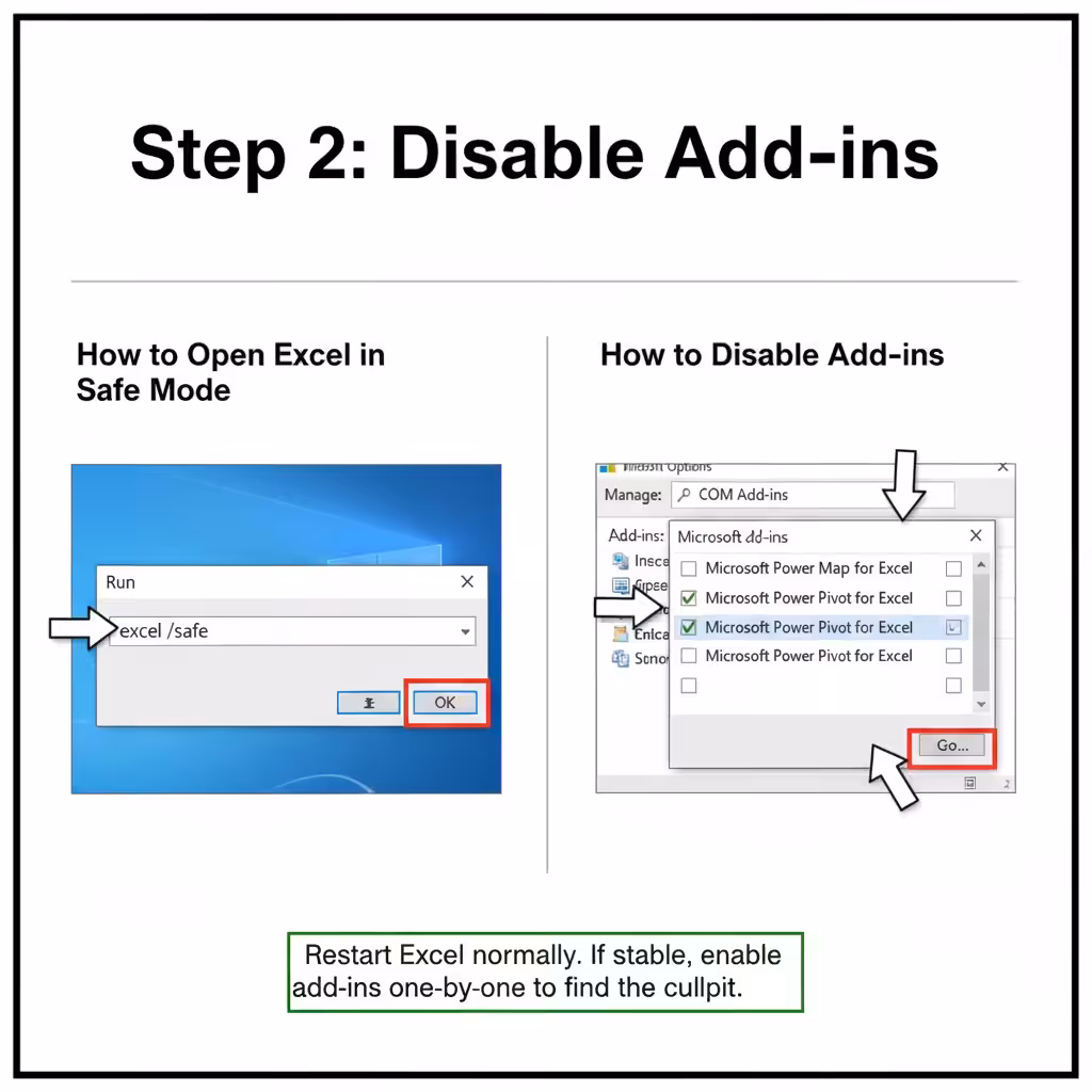 How to Stop Excel from Crashing on Windows: Troubleshooting Guide - 2025 6 Stop
