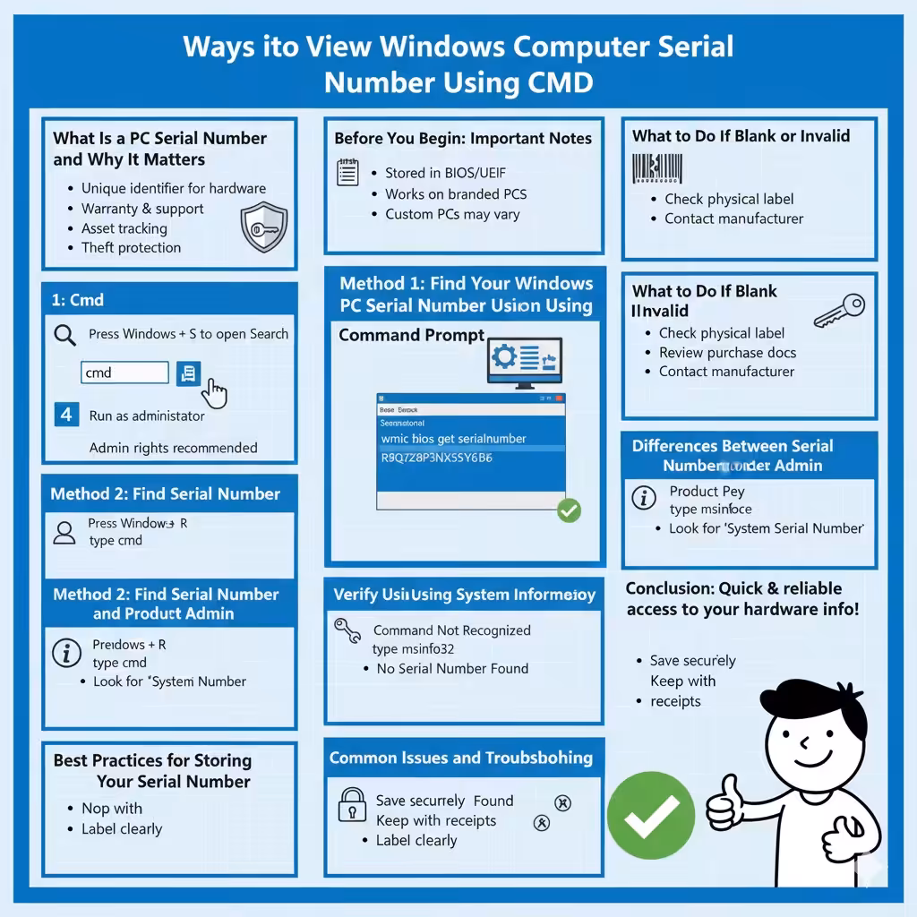Ways to View a Windows Computer Serial Number Using CMD - 2025 5 Using CMD2