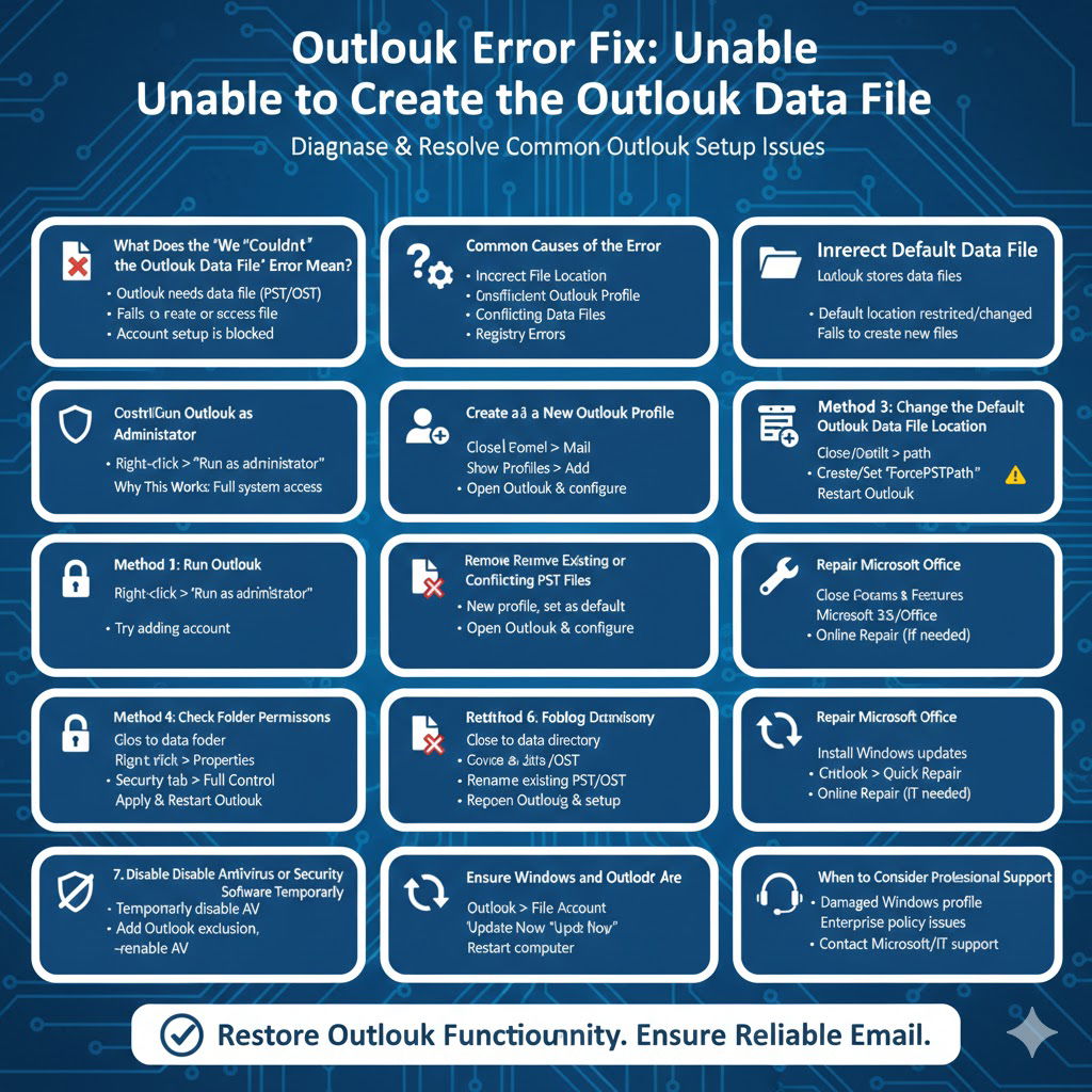 Outlook Error Fix: Unable to Create the Outlook Data File - 2026 4 Create the Outlook Data File
